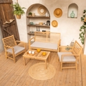 Set di mobili da giardino in acacia GOA 4 posti - cuscini sabbia